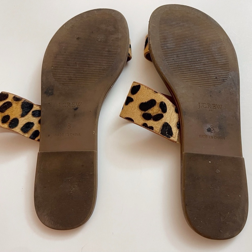 J. Crew Fur Leopard Sandals Festival Boho Resortwear Preppy - Picture 6 of 6